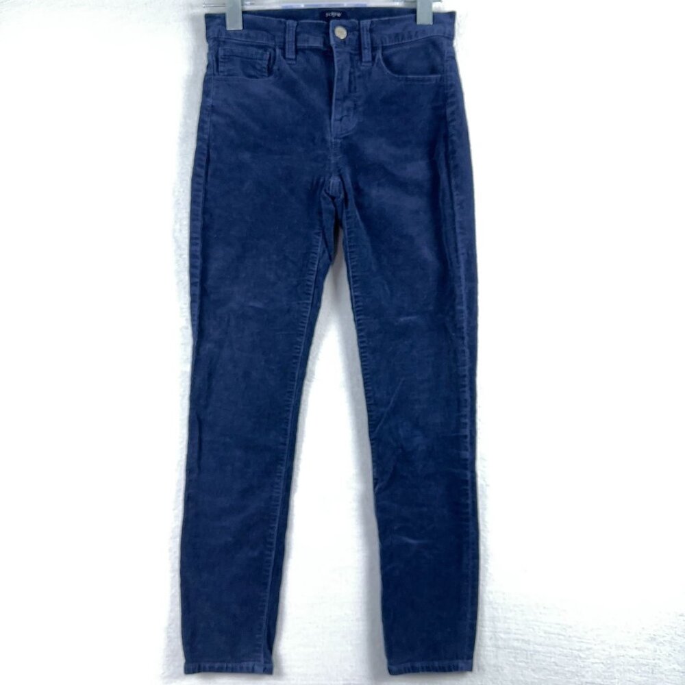 J Crew Corduroy Jeans Skinny Leg Mid Rise Women's Size 25 Stretch Blue